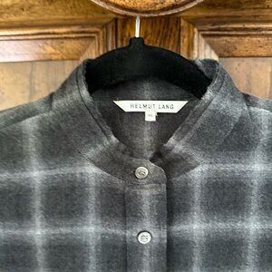 HELMUT LANG Gray Plaid Button Down Sz XS